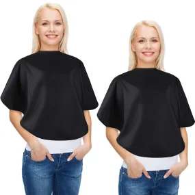 2 Pieces Makeup Cape Beauty Salon Barber Bib Smock Hair Dye Coloring Shampoo Cutting Styling Cape Apron with Hook and Loop Fastener for Cosmetic Artist Hairdresser, 31.5 x 26.5 Inch (Black) Black
