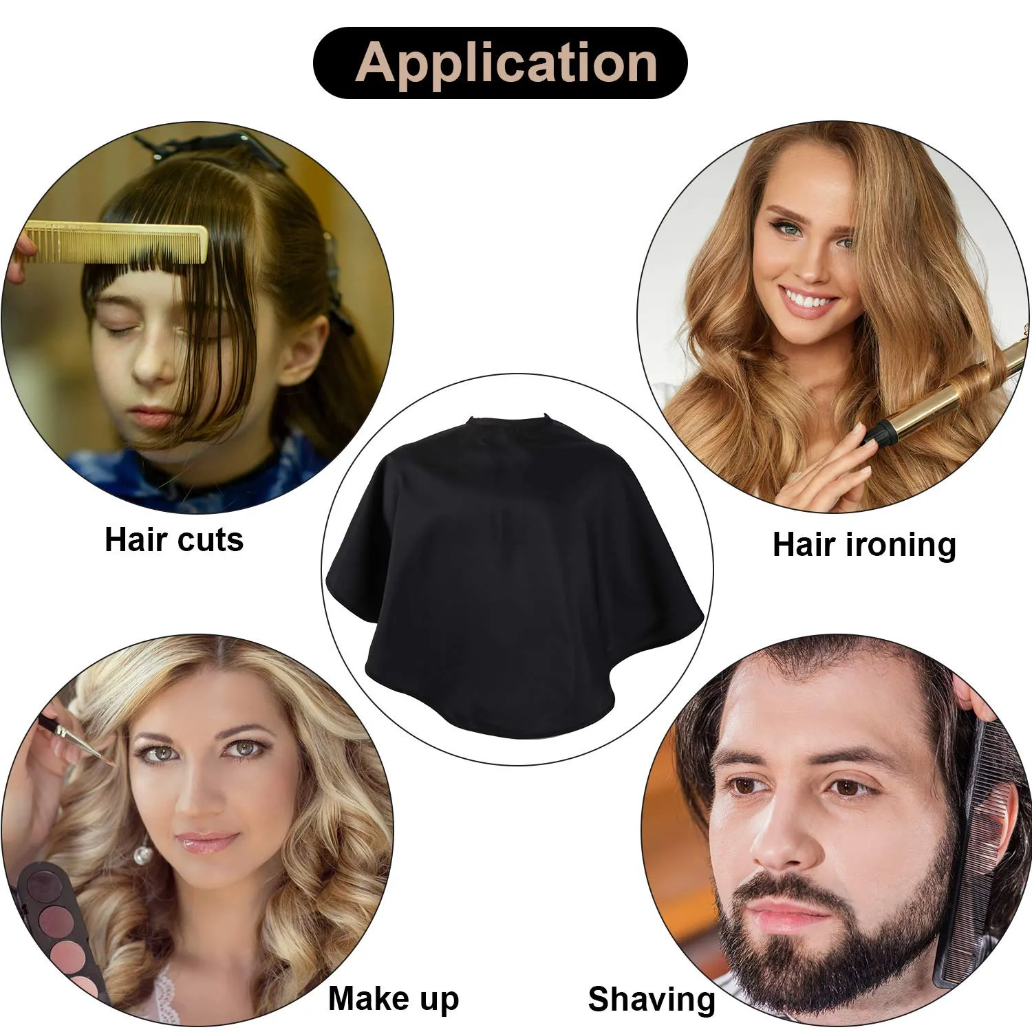 2 Pieces Makeup Cape Beauty Salon Barber Bib Smock Hair Dye Coloring Shampoo Cutting Styling Cape Apron with Hook and Loop Fastener for Cosmetic Artist Hairdresser, 31.5 x 26.5 Inch (Black) Black