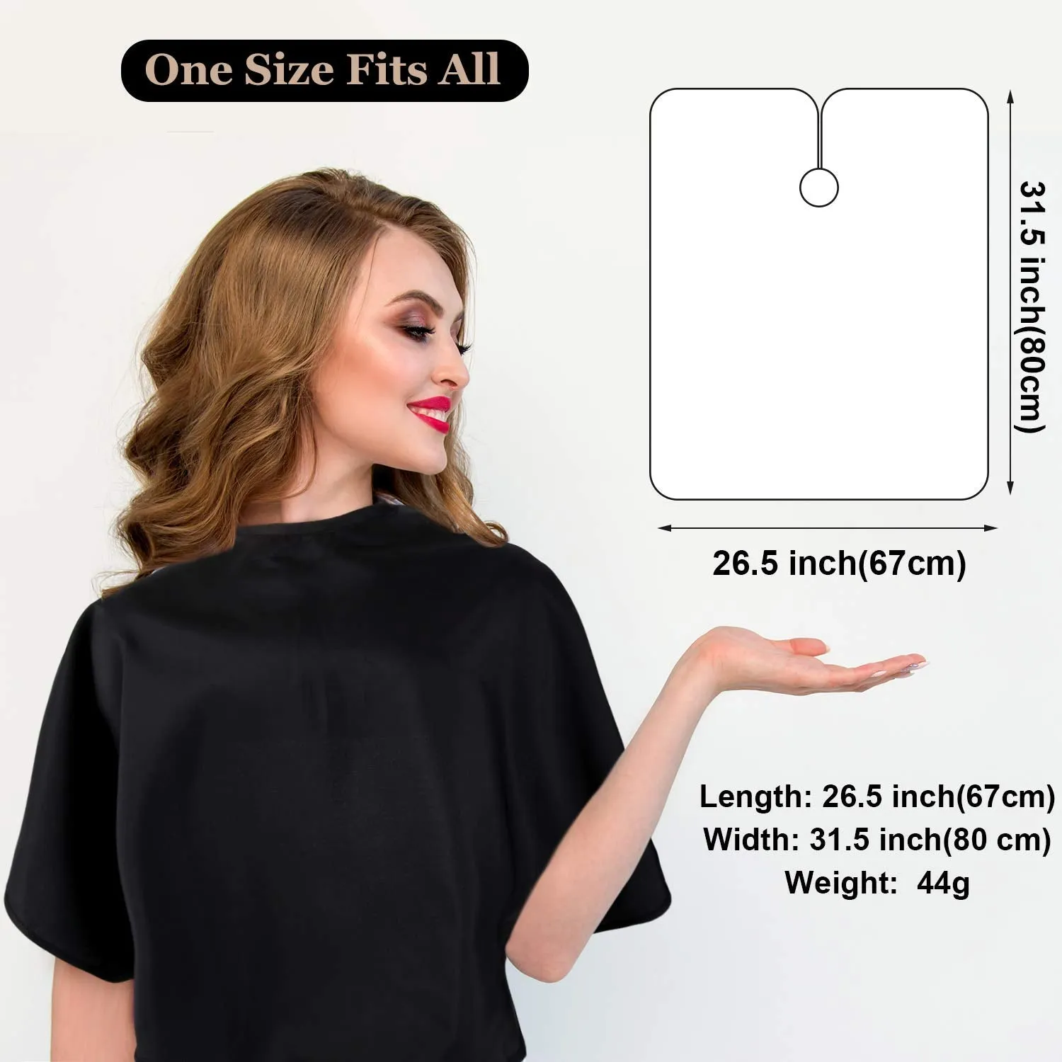 2 Pieces Makeup Cape Beauty Salon Barber Bib Smock Hair Dye Coloring Shampoo Cutting Styling Cape Apron with Hook and Loop Fastener for Cosmetic Artist Hairdresser, 31.5 x 26.5 Inch (Black) Black