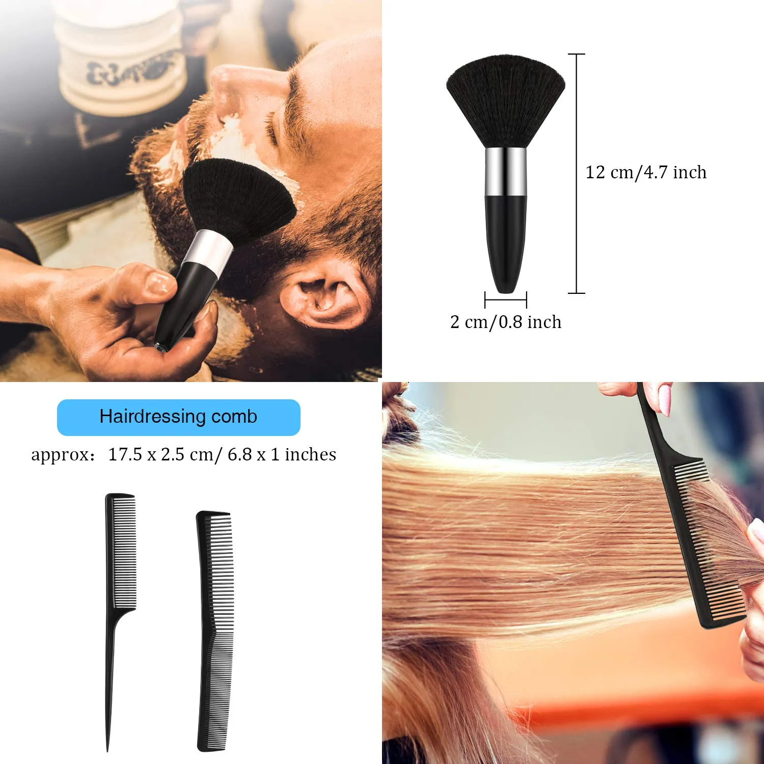 5 Pieces Salon Barber Cape Sets Hair Cutting Salon Styling Cape Hairdresser Haircut Apron Gown Neck Duster Brush and Hair Cutting Rat Tail Comb for Men Women Kid Children Hairdressing