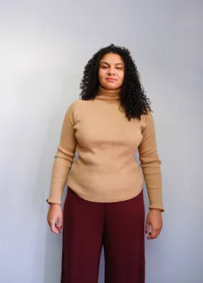 80s Laura Ashley Camel Turtle Neck - L/XL