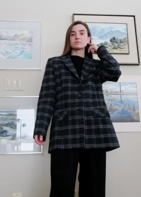 90s Plaid Single-Breasted Blazer - 12