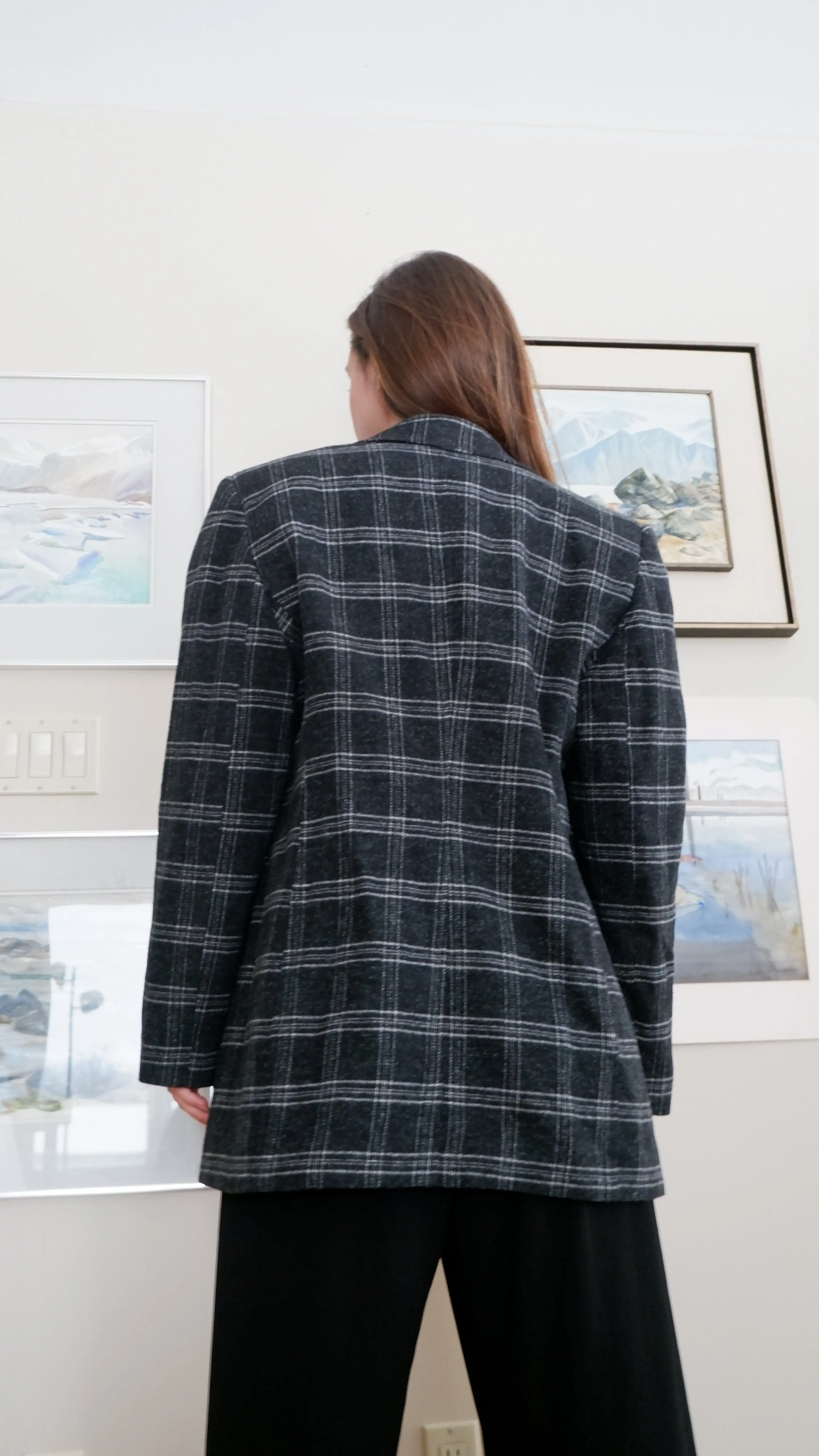 90s Plaid Single-Breasted Blazer - 12
