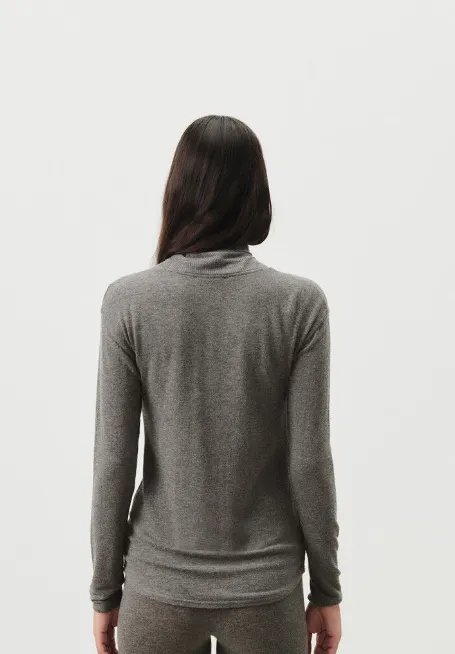 American Vintage VEDINY Turtle Neck Top in Charcoal