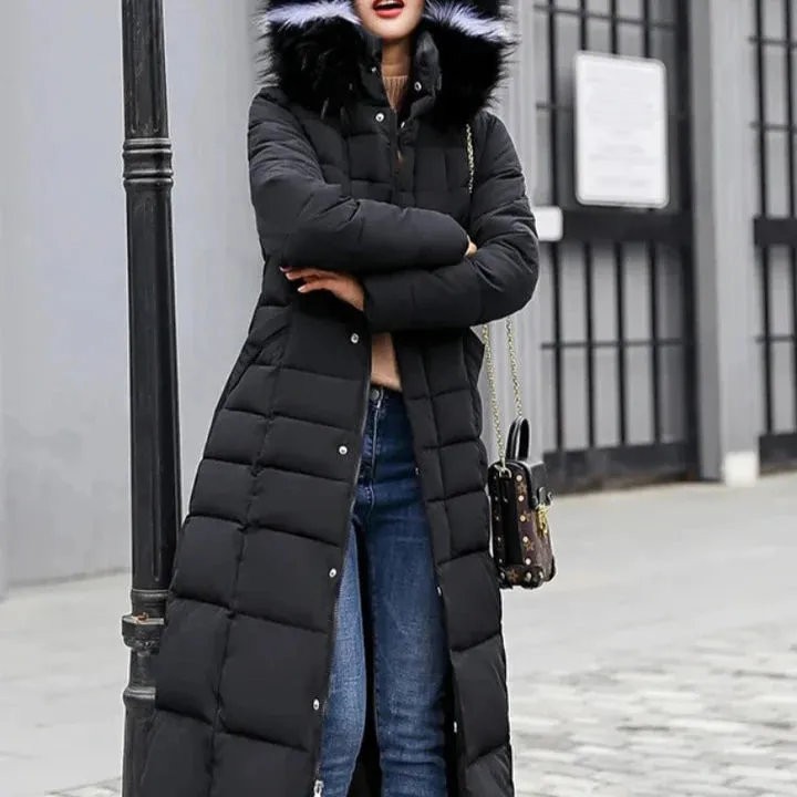 Annele Dekker Parka | Warme lange Winterjacke mit Gürtel und Fellkragen für Damen