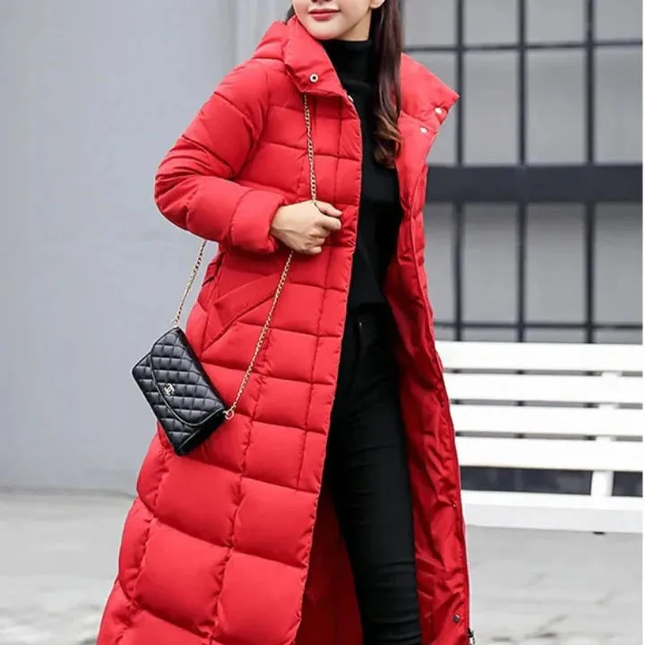 Annele Dekker Parka | Warme lange Winterjacke mit Gürtel und Fellkragen für Damen