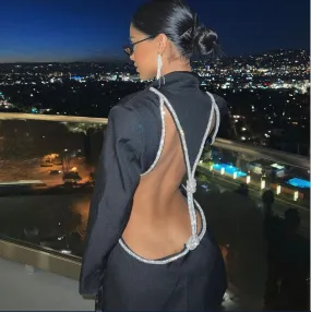 Backless Diamond Blazer Dress
