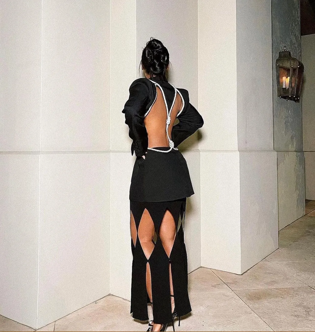 Backless Diamond Blazer Dress