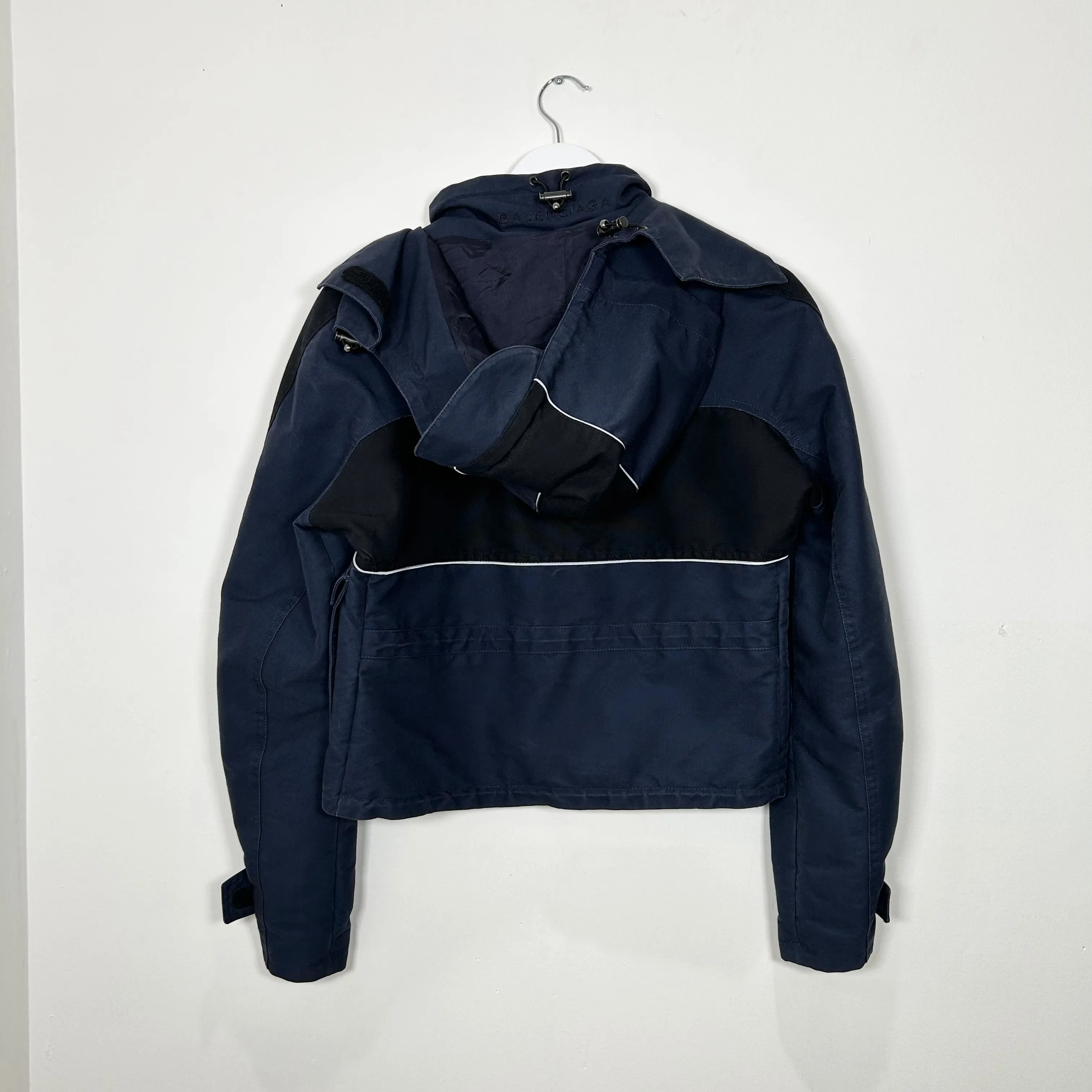 Balenciaga Cropped Blue Parka Jacket Size 46