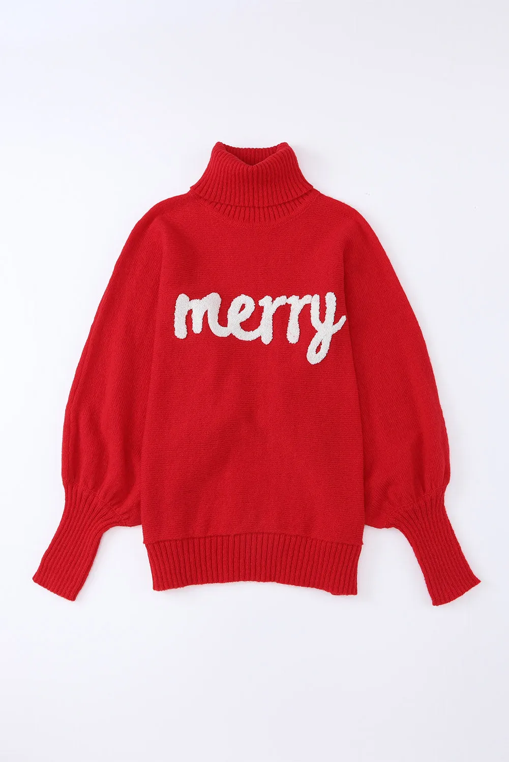 Balloon Sleeve Turtleneck Christmas Sweater