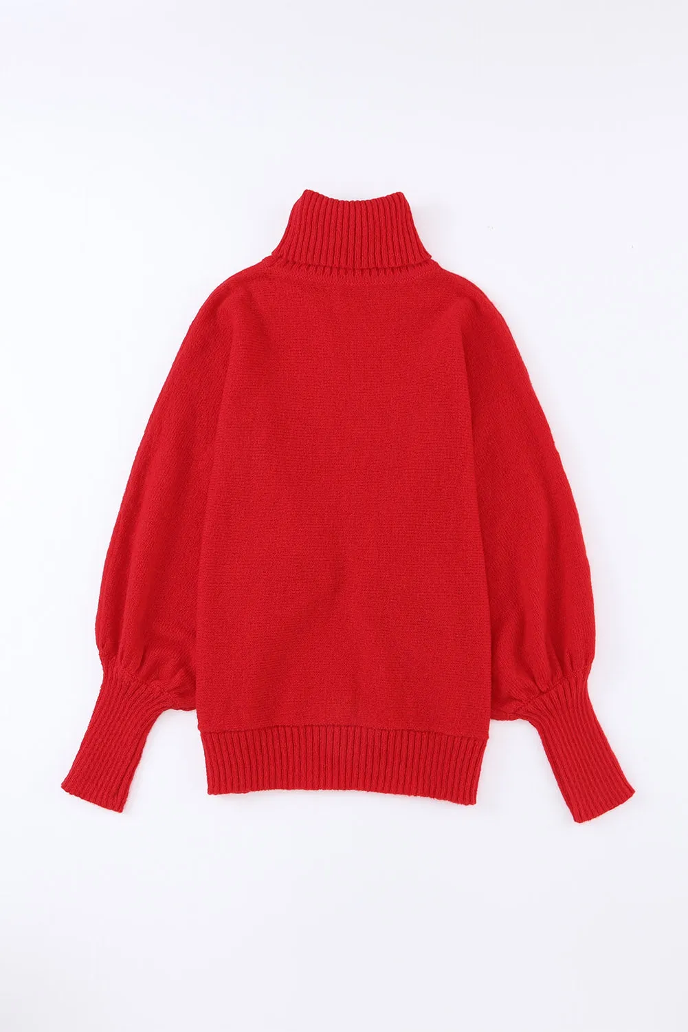 Balloon Sleeve Turtleneck Christmas Sweater