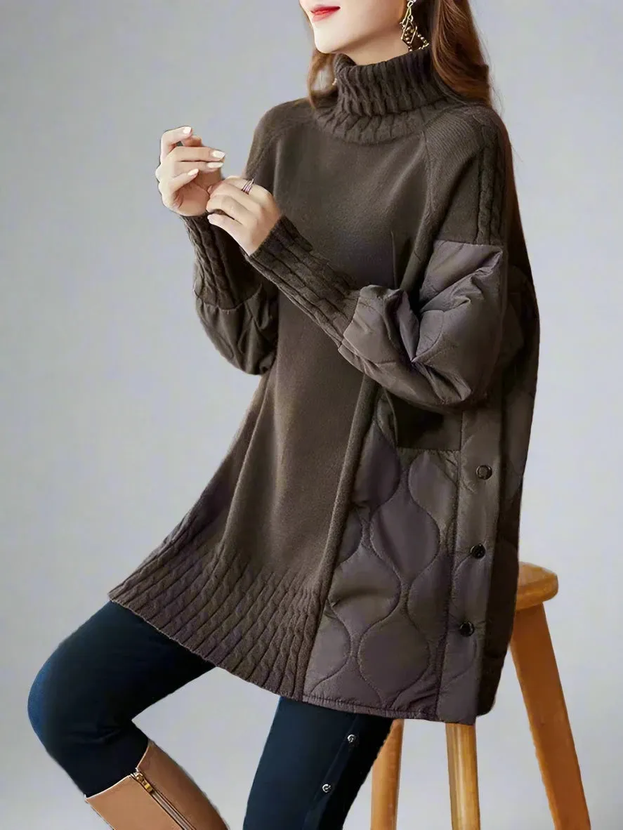 BEVERLY | Spliced Turtleneck Loose Pullover