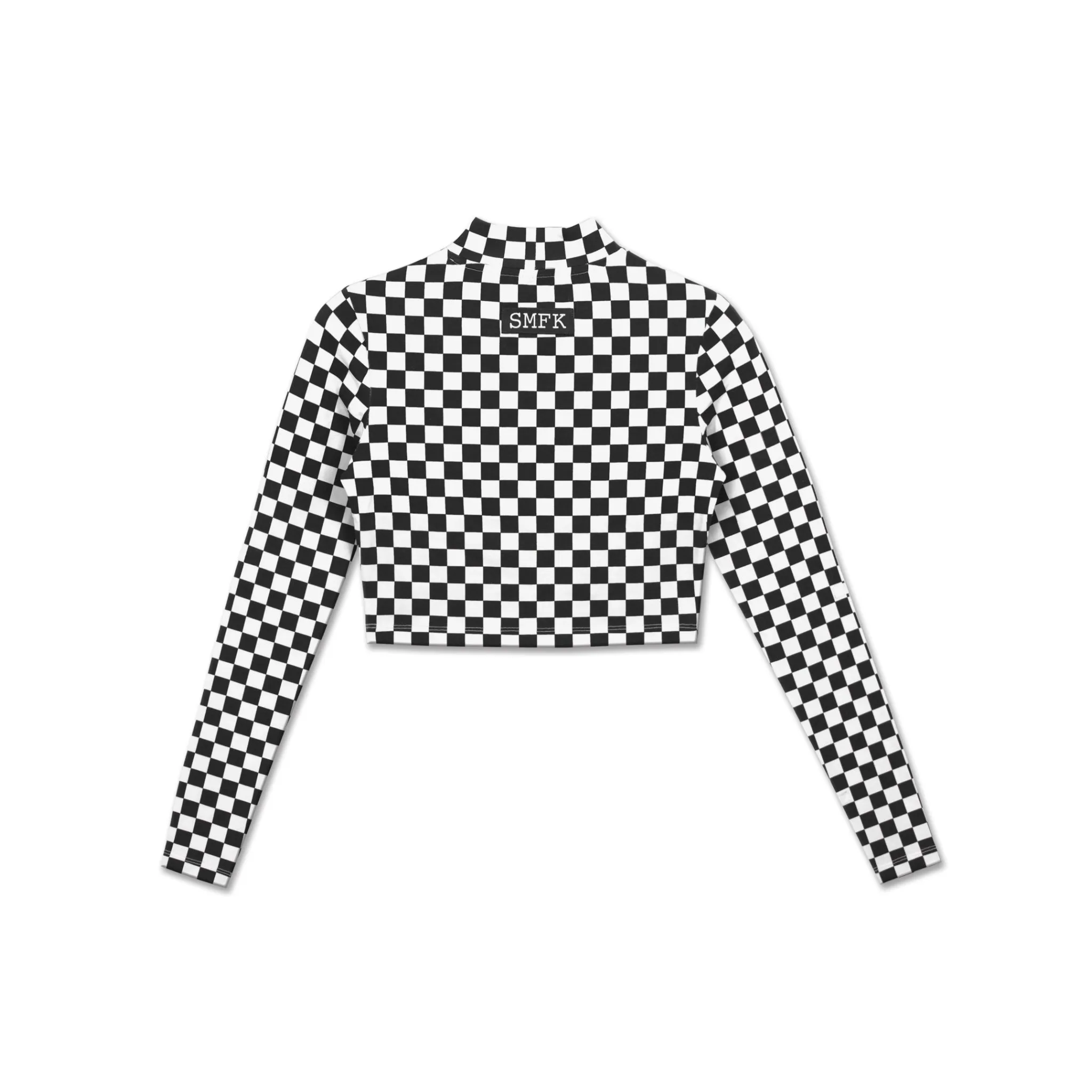 Black And White Grid Turtleneck Top