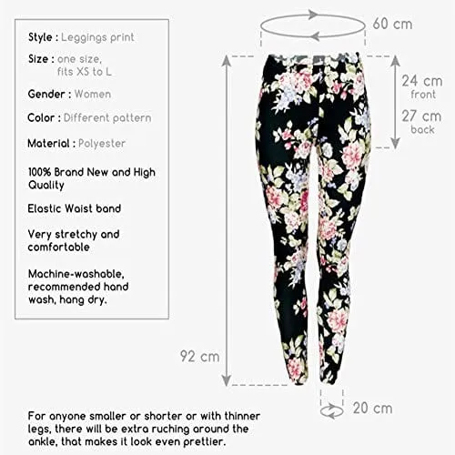 Black Floral Seamless Workout Leggings - Women’s 3D Rose Printed Yoga Leggings, Tummy Control Running Pants (Floral, One Size)