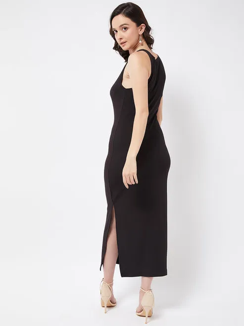 Black Side Slit Bodycon Dress