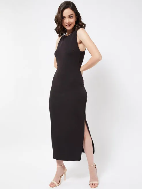 Black Side Slit Bodycon Dress