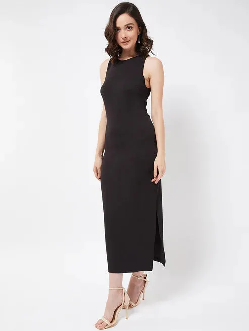 Black Side Slit Bodycon Dress