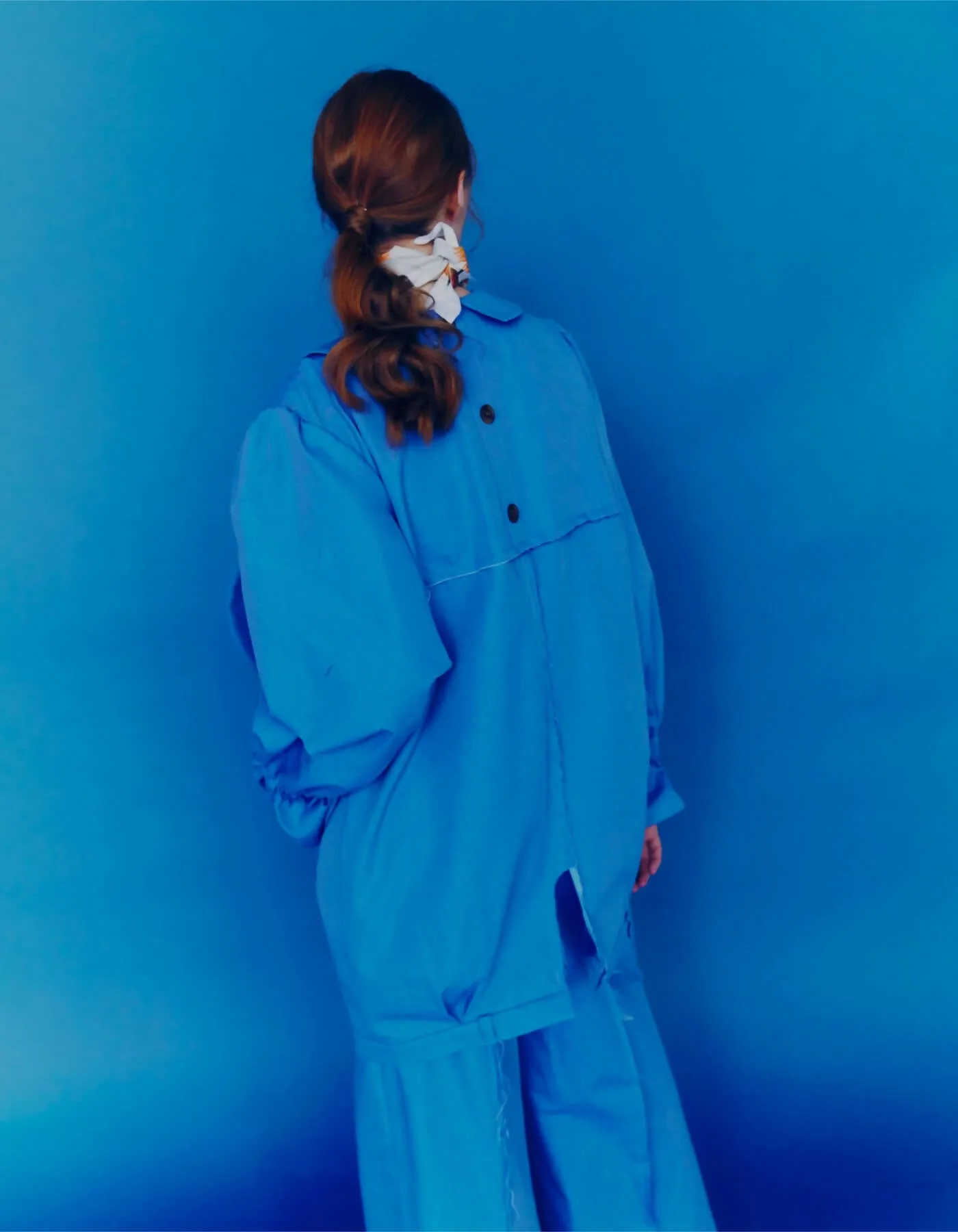 Blue long oversize jacket