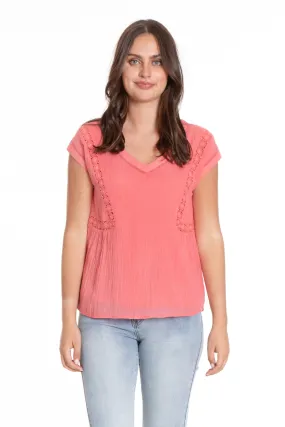 Cape Sleeve Top With Lace trim