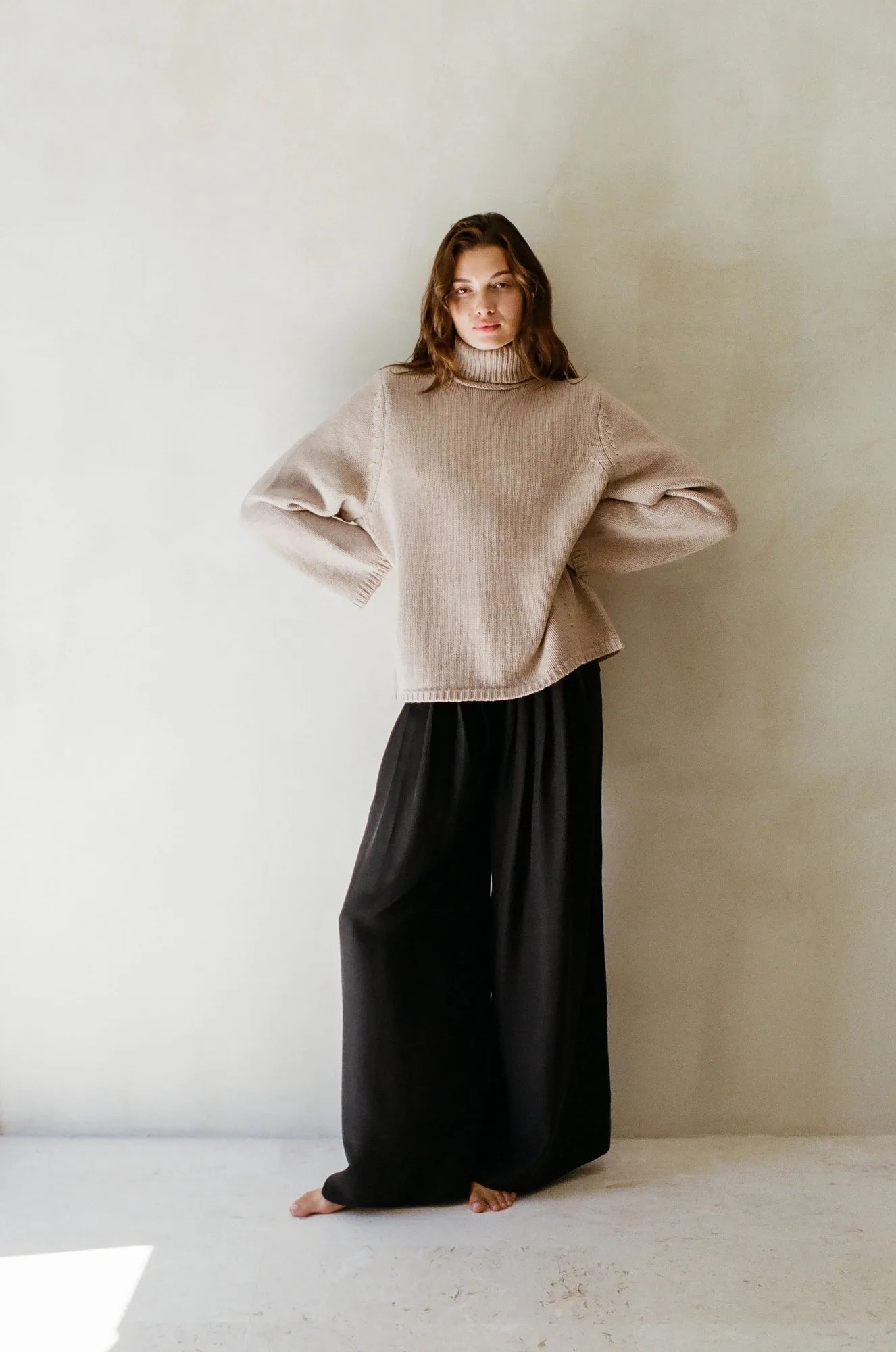 Cashmere Wool Ribbed Turtleneck