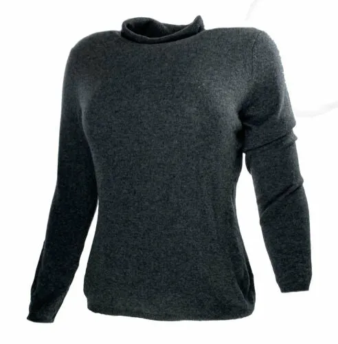 Charter Club Women's Cashmere Turtleneck Long Sleeve Sweater Gray Size PXL