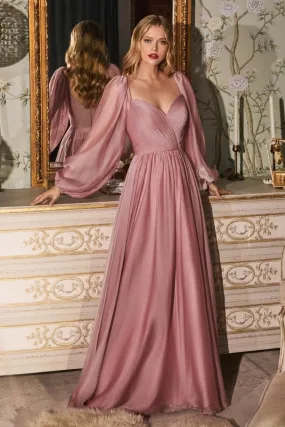 Chiffon A-line Long Sheer Sleeves On or Off Shoulder Neckline Long Prom & Evening Dress CDCD243 Sale