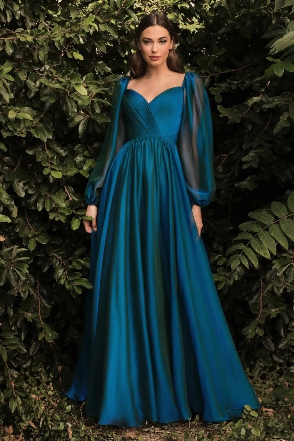 Chiffon A-line Long Sheer Sleeves On or Off Shoulder Neckline Long Prom & Evening Dress CDCD243 Sale