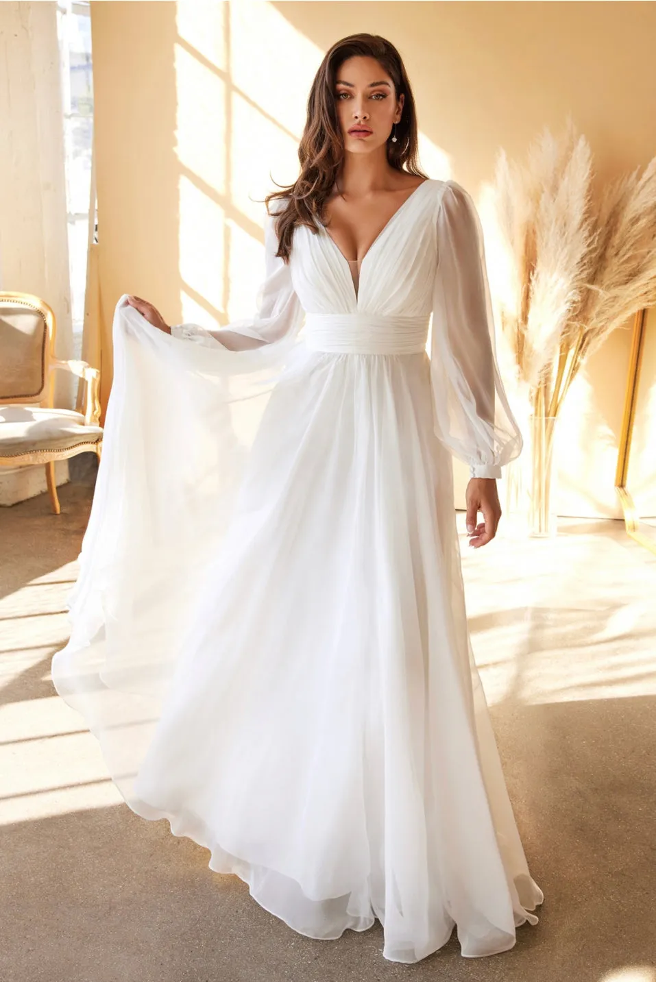 CHIFFON LONG SLEEVE BRIDAL GOWN