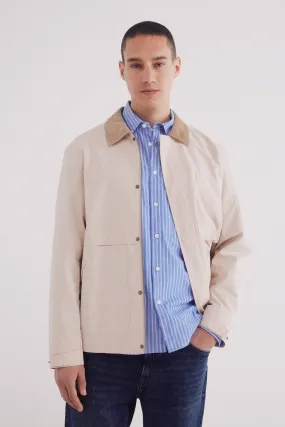 Corduroy Neck Short Parka - Blue
