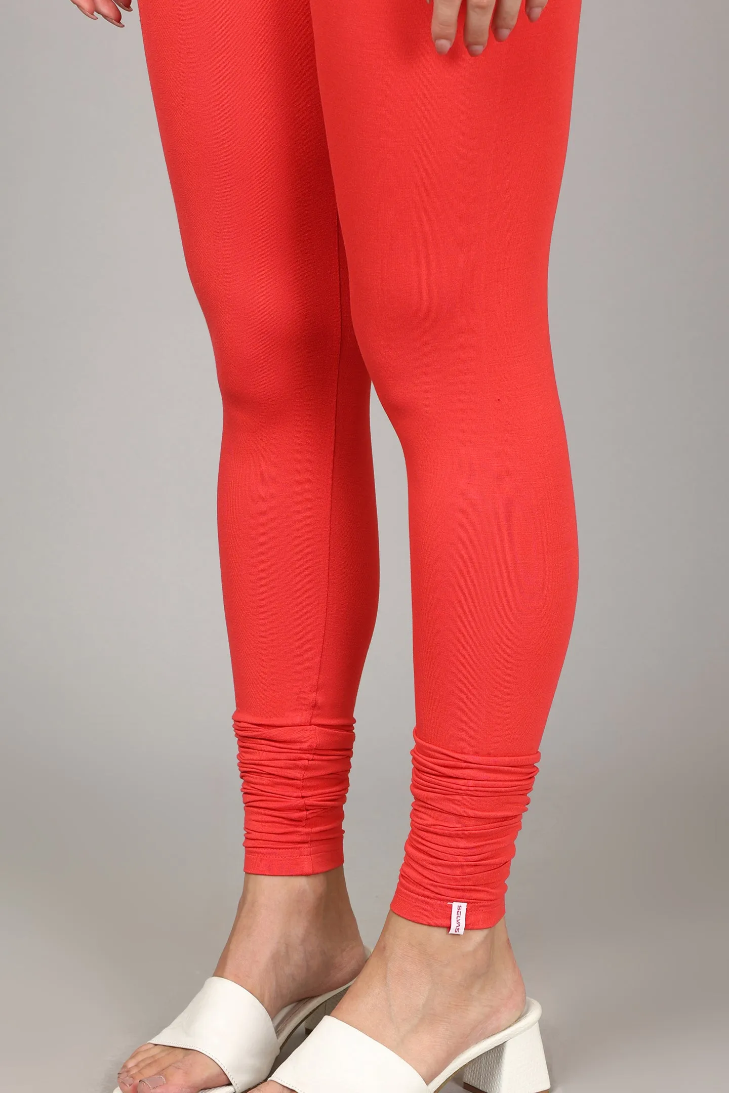 COTTON CHURIDAR LEGGINGS - CORAL