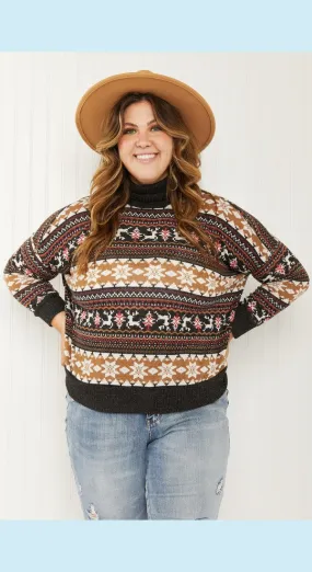CY Fashion Reindeer Retreat Full Size Fair Isle Christmas Sweater