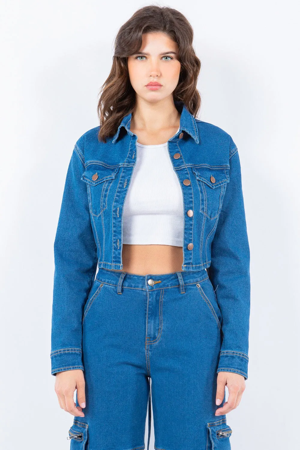 Denim Laced back cropped jacket