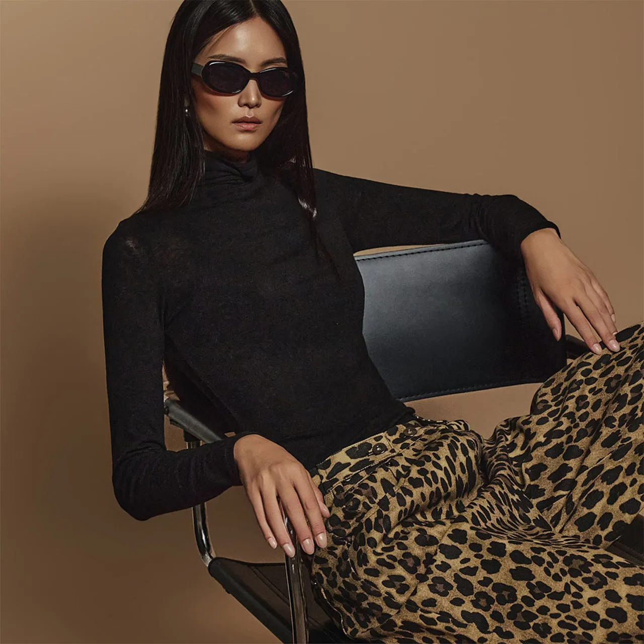 E3543 Sheer Turtleneck Top