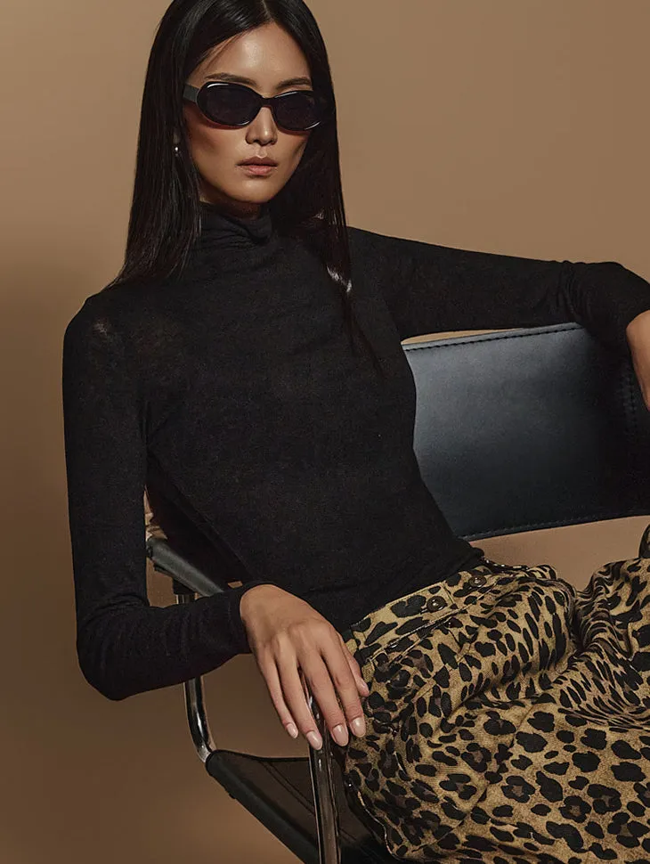 E3543 Sheer Turtleneck Top