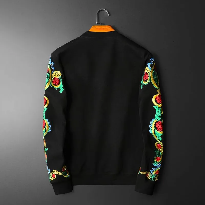 Embroidery Sequin Crown Sweatshirts Men Luxury Gold Black Sudadera Hombre Baroque Club Outwear Sweat Homme Harajuku Sweatshirt