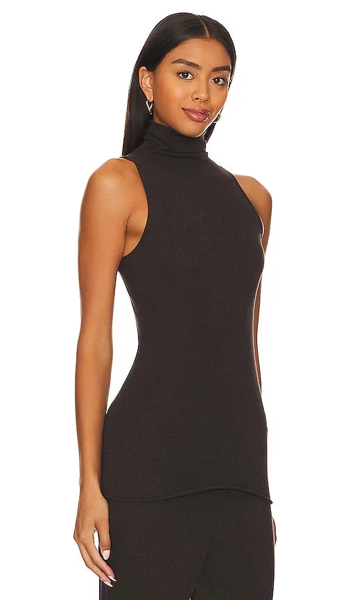 Enza Costa Cashmere Halter Turtleneck in Chocolate