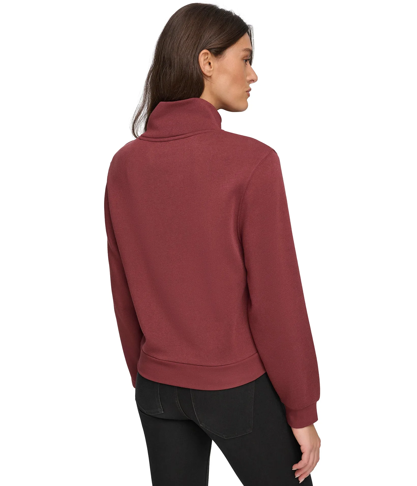 Fleece Turtleneck Pullover with Balloon Sleeve