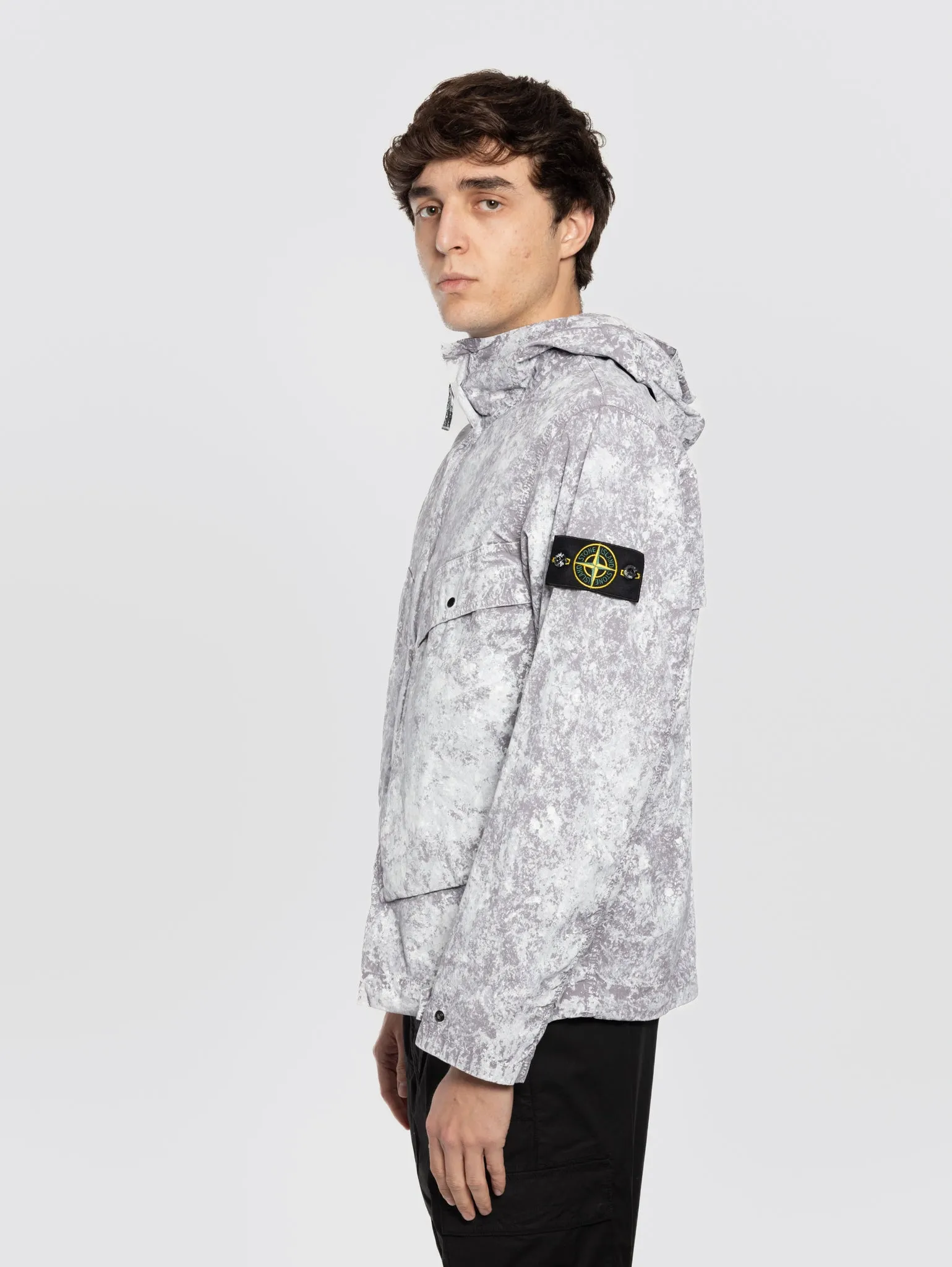 Giacca Parka in tela con Pigmento Grigio Perla