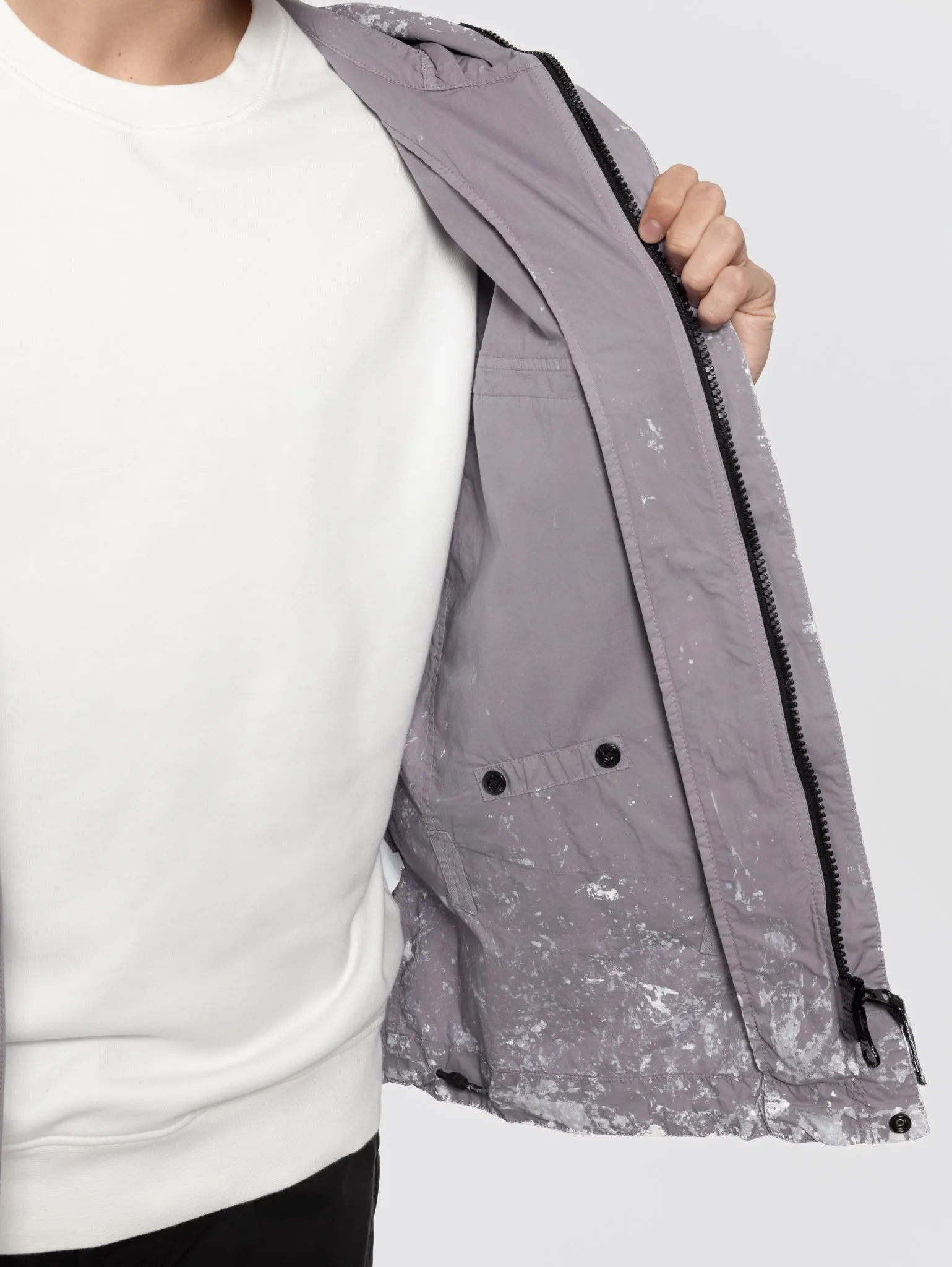 Giacca Parka in tela con Pigmento Grigio Perla
