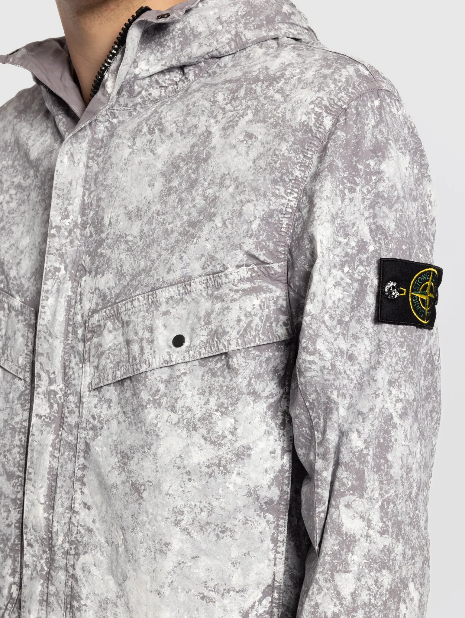 Giacca Parka in tela con Pigmento Grigio Perla