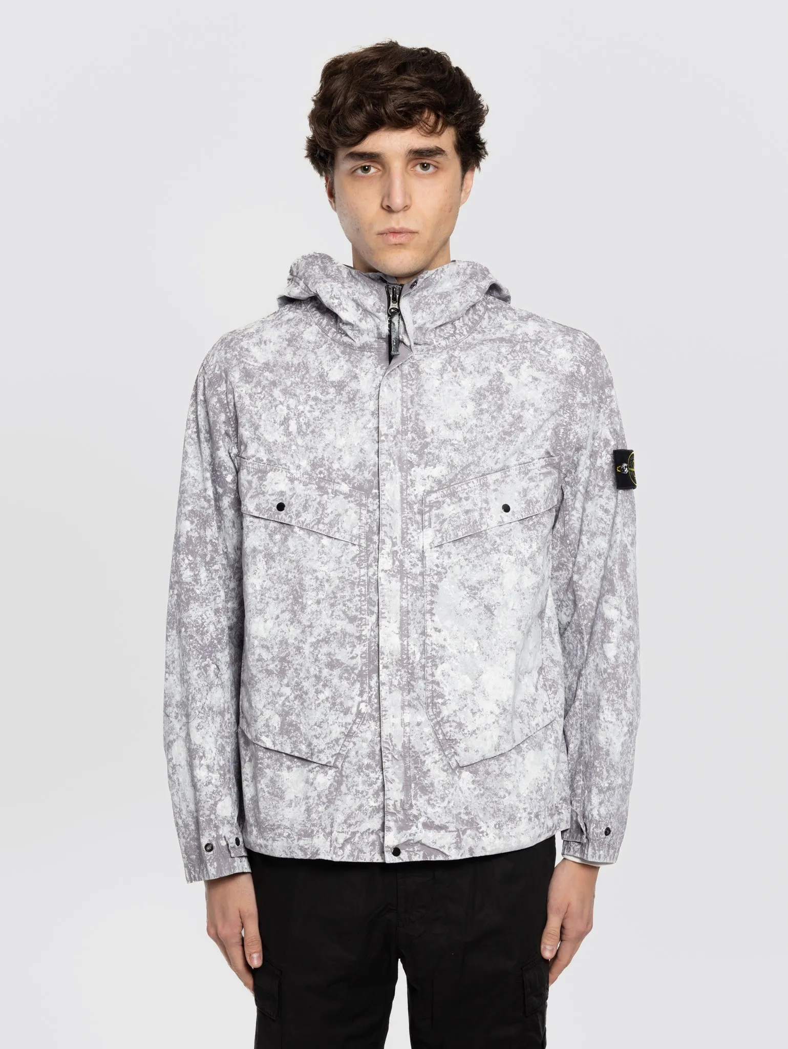 Giacca Parka in tela con Pigmento Grigio Perla