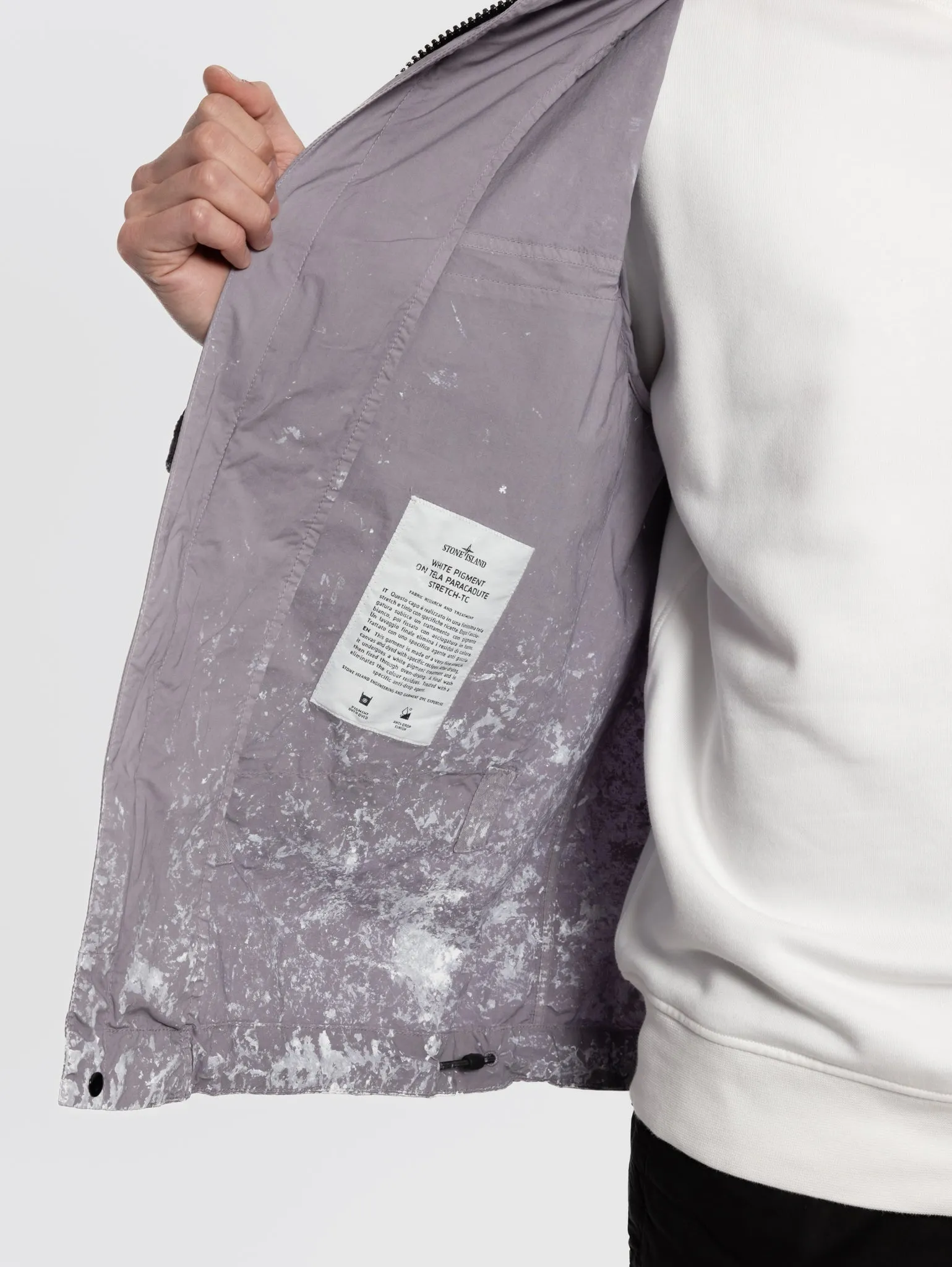 Giacca Parka in tela con Pigmento Grigio Perla