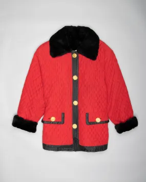 Guy Laroche fur-lined oversized red jacket