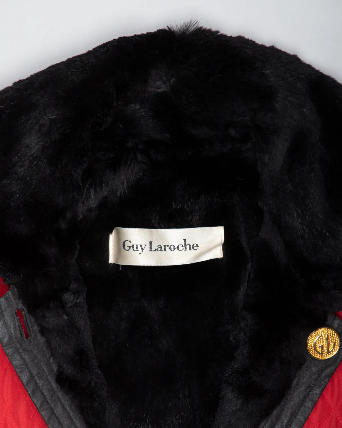 Guy Laroche fur-lined oversized red jacket
