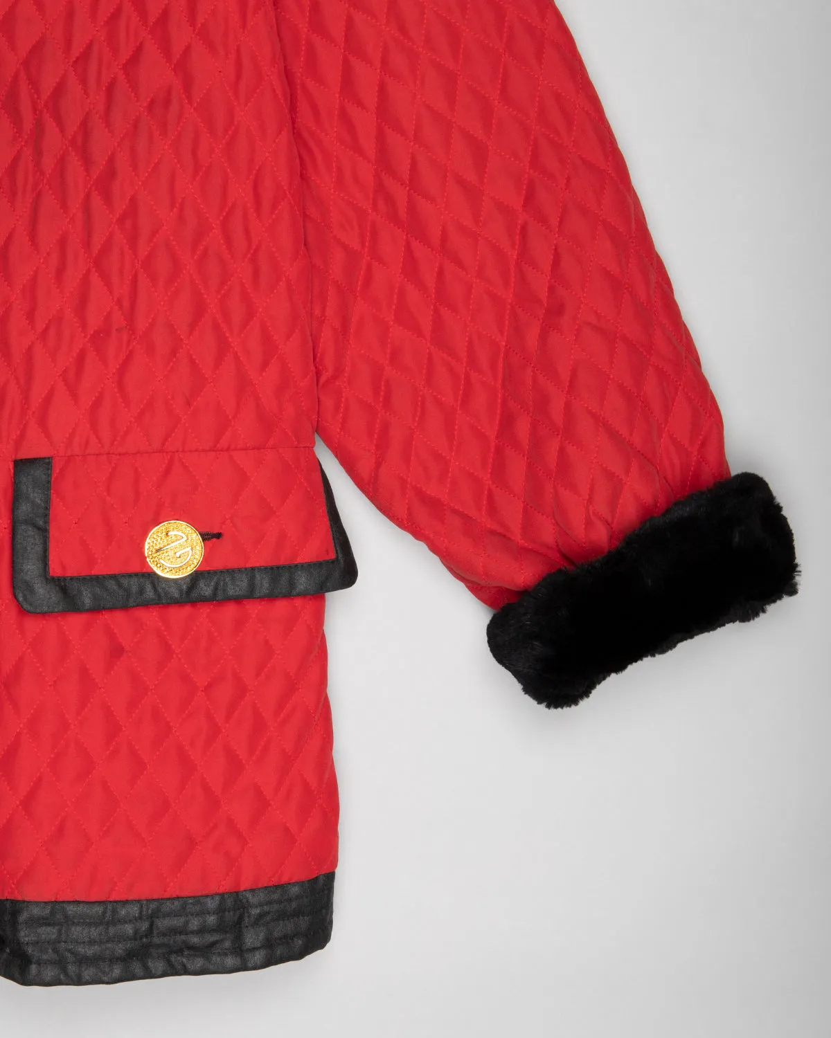 Guy Laroche fur-lined oversized red jacket