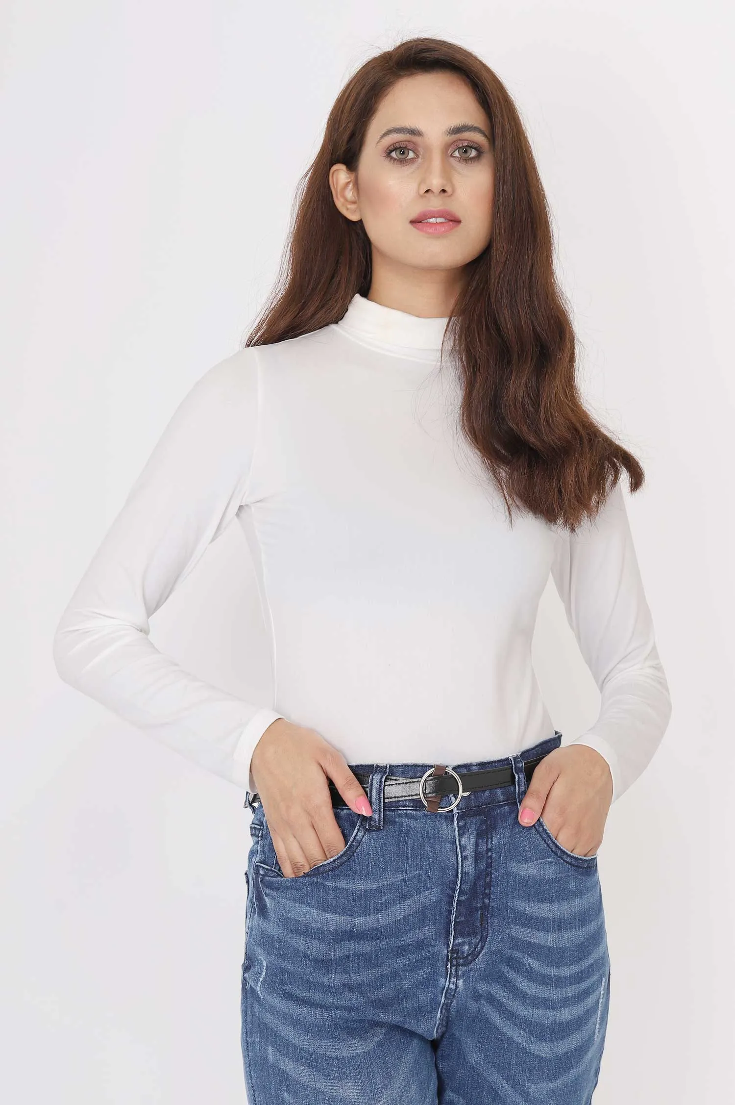 HIGH NECK TOP-WHITE