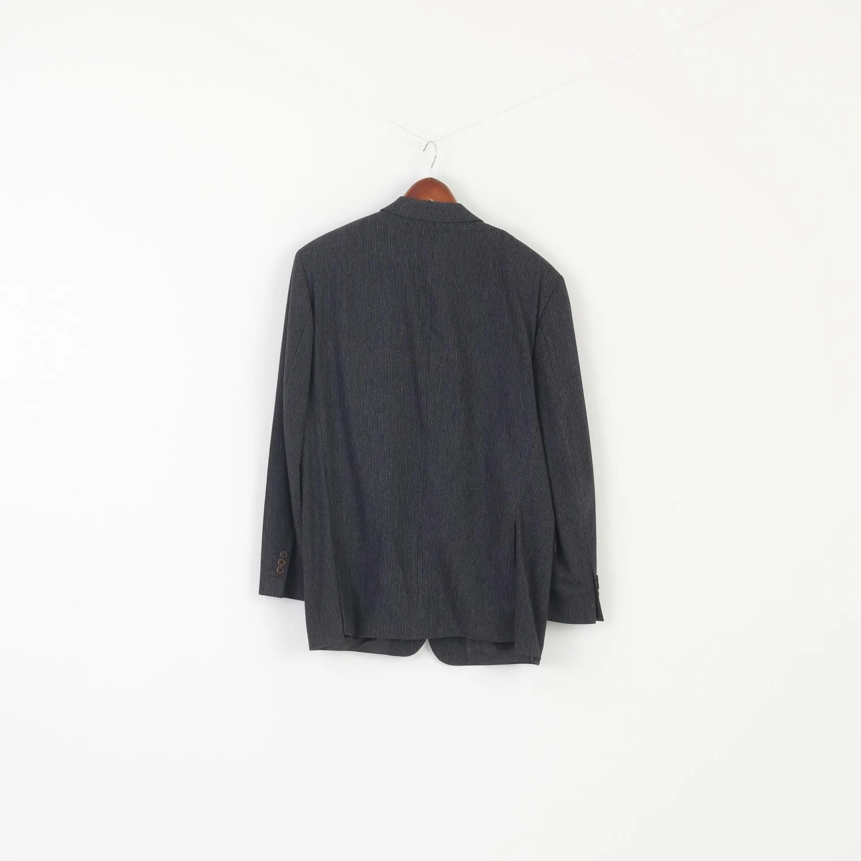 Hugo Boss Men 52 42 Blazer Navy Striped Wool Carlo Basrbera Italy Vintage Jacket