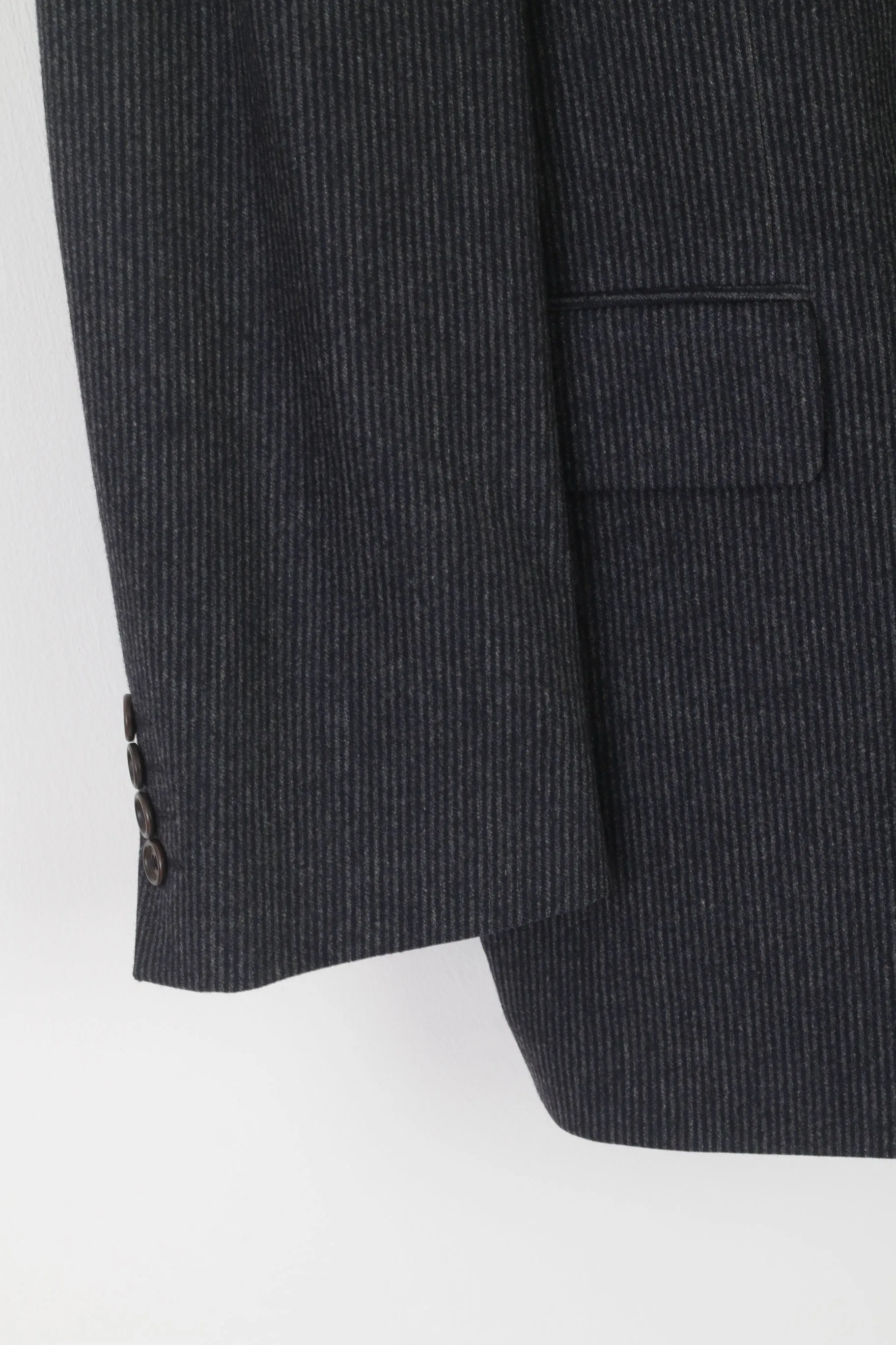 Hugo Boss Men 52 42 Blazer Navy Striped Wool Carlo Basrbera Italy Vintage Jacket