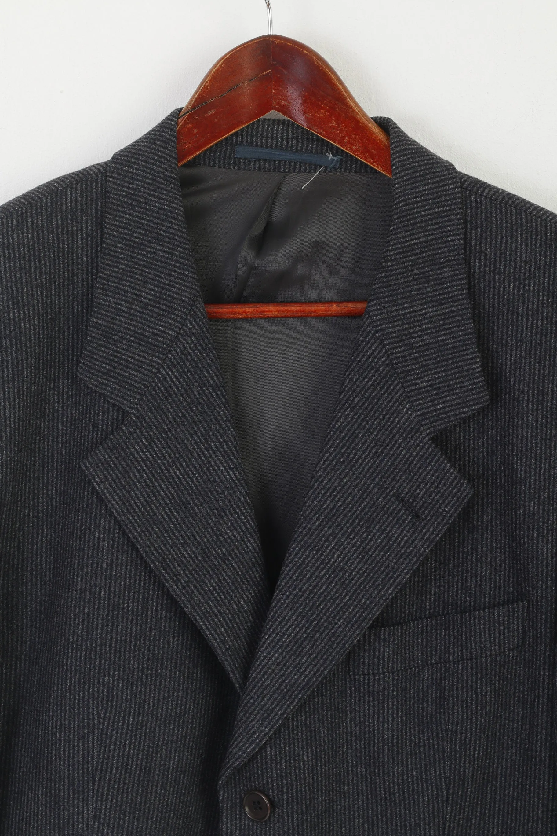 Hugo Boss Men 52 42 Blazer Navy Striped Wool Carlo Basrbera Italy Vintage Jacket