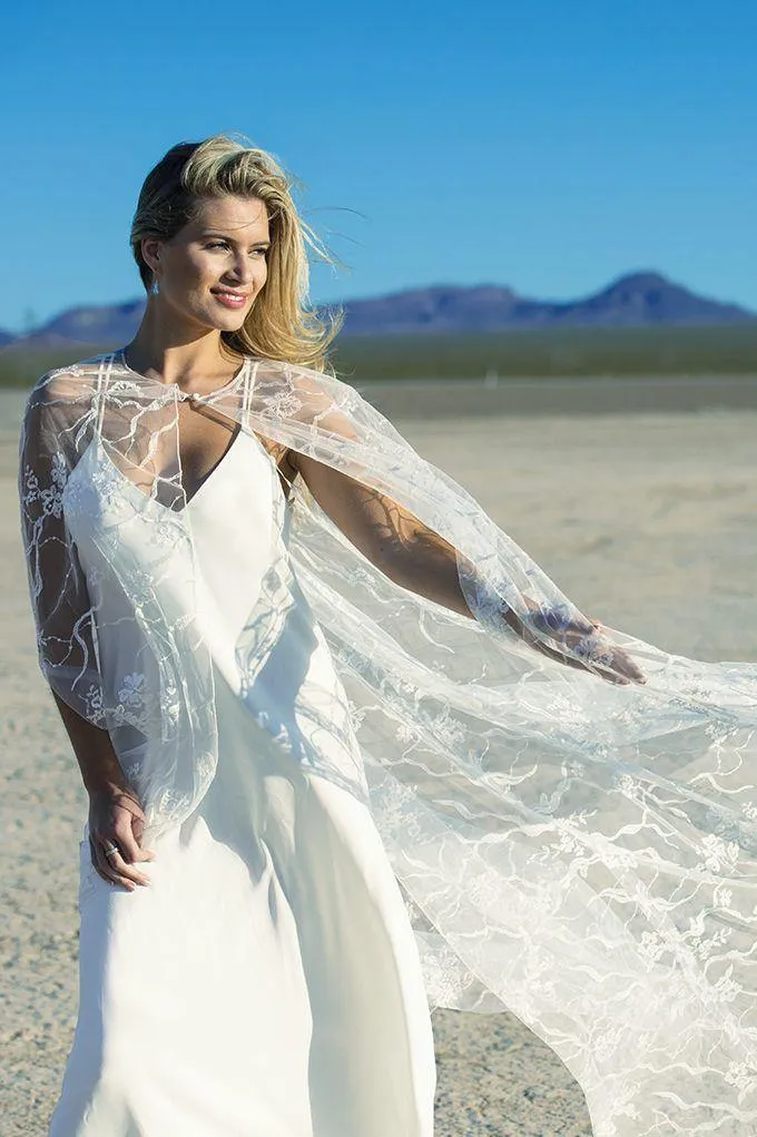 Ivory and Co Tulle Bridal Cape, Brides Wedding Dress Cloak, Cherry Blossom